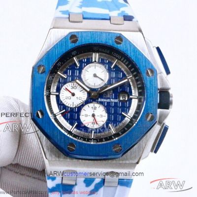 Perfect Replica Audemars Piguet Royal Oak Offshore 45mm Chronograph Watch - Blue Mega Tapisserie Dial